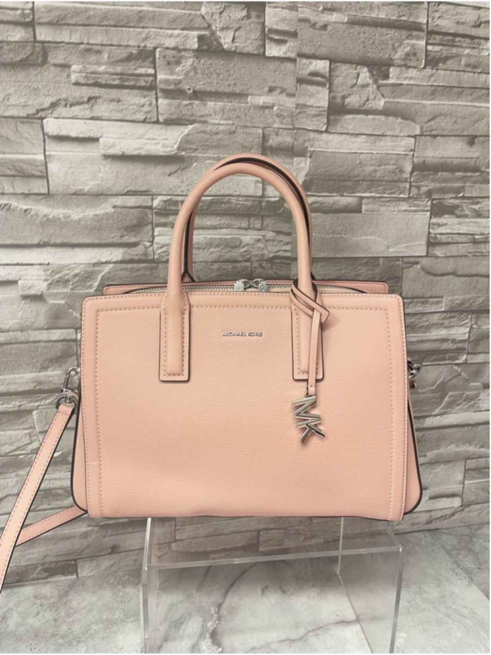 Michael Kors Laila Medium Leather Satchel & Matching Wallet Smoky Rose Pink - Picture 5 of 11